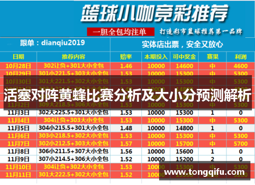 活塞对阵黄蜂比赛分析及大小分预测解析